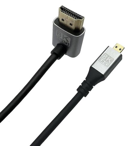 Seadream 8K Micro HDMI 2.1 to HDMI 2.1 Cable 3.3FT 90 Degree Angle 8K Micro HDMI to HDMI Adapter Cable，8K@60Hz 4K@120Hz 48Gbps Compatible with Digital Cameras, Camcorders, Tablets (Down Angle) in Saudi Arabia