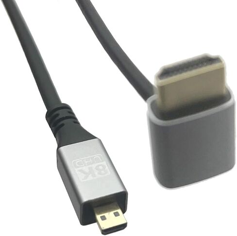 Seadream 8K Micro HDMI 2.1 to HDMI 2.1 Cable 3.3FT 90 Degree Angle 8K Micro HDMI to HDMI Adapter Cable，8K@60Hz 4K@120Hz 48Gbps Compatible with Digital Cameras, Camcorders, Tablets (Down Angle) in Saudi Arabia