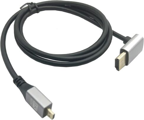 Seadream 8K Micro HDMI 2.1 to HDMI 2.1 Cable 3.3FT 90 Degree Angle 8K Micro HDMI to HDMI Adapter Cable，8K@60Hz 4K@120Hz 48Gbps Compatible with Digital Cameras, Camcorders, Tablets (Down Angle) in Saudi Arabia