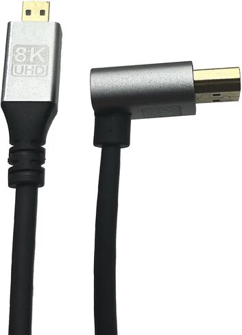 Seadream 8K Micro HDMI 2.1 to HDMI 2.1 Cable 3.3FT 90 Degree Angle 8K Micro HDMI to HDMI Adapter Cable，8K@60Hz 4K@120Hz 48Gbps Compatible with Digital Cameras, Camcorders, Tablets (Down Angle) in Saudi Arabia