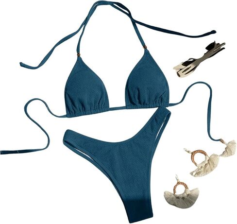 GORGLITTER Women's 2 Piece Swimsuit Halter Bikini Sets High Cut Bathing Suit in Saudi Arabia
