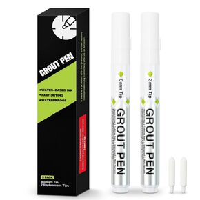 Grout Pen Beige Grout Cleaner - 2 Pack - Grout Sealer Removal Tool Repairt Kit, Quick Drying and Waterproof Grout Tile Marker for Tile Floors - Beige, 3mm Tip