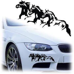 Car Decor Running Horse Sticker Decal, 2PCS Window Sticker for Car Vehicle, Self-Adhesive Sticker Waterproof Decal Decoration, Non-Fade Reflective Stickers Tags for Car Truck Motorcycle (Black)