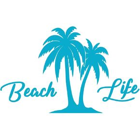Beach Life Palm Trees Island Vinyl Decal Sticker Car Window Bumper Die Cut 5-Inches Premium Quality UV Resistant Beach'n Ocean Water Surf Sun Tan Marine Life (5-Inches, Black) JMM00291BLK5 in Kuwait
