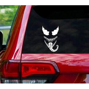 S-K Designs- Venom's Spiders-Man Vinyl Car Stickers and Decals, Cute Car Decal, Funny Stickers for Cars, Truck, Van, Laptop, and Window- White- 5.5 inches - Made in US