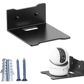 أرفف عائمة مثبتة على الحائط من SYCOOVEN لكاميرات الأمان، وشاشات الأطفال، ومكبرات الصوت، ورف زاوية فولاذي صغير، ورف عرض لاصق مقاس 5.7 بوصة، والاستخدام المرن لمساحة الحائط (اللون: أسود) in Kuwait