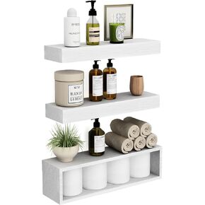 Farmhouse Bathroom Shelves Large, Floating Shelves Over Toilet with Paper Storage Rack, 21 x 6 Inch Wall Shelves for Bathroom, Bedroom, Kitchen, Wall Decor Set of 3, Fully Assembled