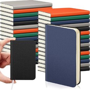 30 Pcs Leather Mini Pocket Notebook 4 x 2.5 Inch Journal Softcover Mini Leather Pocket Notebooks for Office School, 5 Colors, 50 Sheets of Quality Paper(Dark Color)