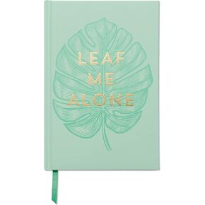 DesignWorks Ink Soft Touch Hardcover Funny Journal Notebook with Lined Pages and Ribbon Marker for Work, Writing, Journaling - Vintage Sass Leaf Me Alone Green Monstera Plant Journal (JB86-2028) 5.75" X 8.5"