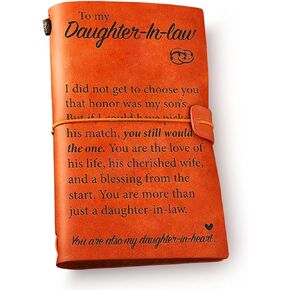 Daughter in Law Gift Ideas - Daughter in Law Engraved Leather Journal Notebook Vintage Leather Travel Journal Inspirational Embossed Writing Journal Wedding Birthday Gifts