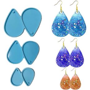 Szecl 3Pcs Resin Earring Molds Tear Drop Earingings for Women Jewelry Making Teardrop Epoxy Resin Molds for Resin DIY Fashion Jewelry 3 Sizes Epoxy Casting Molds Tear Drop Resin Crafts Mould Handmade