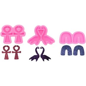 3PC Resin Epoxy Peace Dove and Lightning Shape Molds Silicone Tear Drop Hoop Earrings Mold for DIY Making Jewelry Pendant Casting