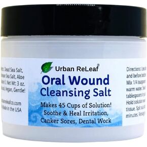 Urban ReLeaf Oral Wound Cleansing Salt ! Makes 45 Cups of Healing Solution. Soothe, Heal Irritation, Dental Work. 100% Natural, Braces, Mouth, Gum, Canker Sores, Dentures. Made in USA Fresh!