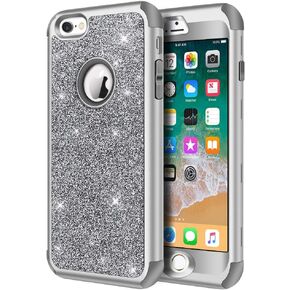 Hython متوافق مع حافظة iPhone 6/6s، حافظة حماية شديدة التحمل لكامل الجسم، غطاء صلب متلألئ لامع من المطاط الهجين المقاوم للصدمات لهاتف iPhone 6 و6s 4.7 بوصة، ذهبي وردي