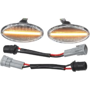 LED Side Marker Repeater Sequential Flowing Turn Signal Light GJ6A-51-120E for Mazda 3 2004-2009 Plastic Clear Lens Amber Light (Set of 2)