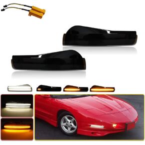for 1993 1994 1995 1996 1997 Pontiac Firebird Trans Am Smoked Lens Front Bumper Corner Side Marker Parking LED Lights + Fender Side marker LED Lamp