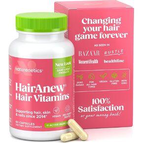 HairAnew Hair Growth Vitamins for Thicker Stronger Hair | Works for Women & Men All Hair Types | 11 Hair Vitamins & Ingredients | 5000mcg Biotin | Vegan | Independently Tested | 60 Capsules (3)