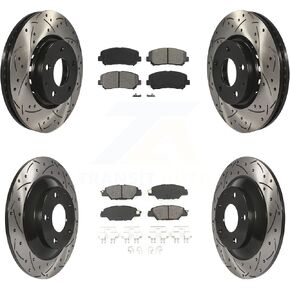Front Rear Coated Drilled Slotted Disc Brake Rotors And Semi-Metallic Pads Kit Replacement For Mazda CX-5 KDS-100544 in Saudi Arabia