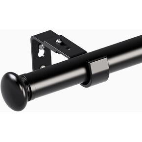 Duty Curtain Rods for Windows 33 to 52Inch - 1Inch Black Curtain Rod Set Adjustable any Length,Durable Stainless Steel,Easy Assembly,Heavy - Duty for Windows,Modern Home Décor