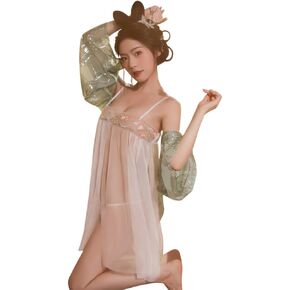 Women's Sexy Chinese Style Perspective Lingerie Cosplay Women's Embroidered Hanfu Dress