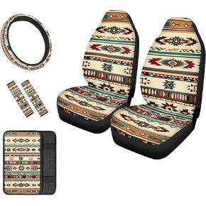 Aesthetic Butterfly Print Car Seat Covers Full Seat Include Steering Wheel Cover, Center Console Armrest Cover,Auto Safety Belt Pads 6 Pcs Interior Accessories