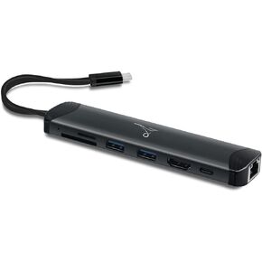 7-in-1 Portable USB-C Hub Multiport Adapter – 4K HDMI, Ethernet, 2 USB-A Data Ports, SD, Micro-SD, 100W USB-C Charging Port for Laptops, Tablets, Smartphones, Monitors, Projectors, Mice & More