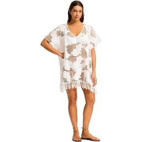 Seafolly Women's Standard Beach Edit Mesh Kaftan, White