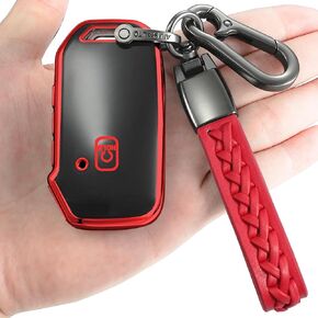 for Kia Key fob Cover,case with Keychain,Soft TPU Protect car Key,fit Cerato Ceed Forte NIRO Sorento Seltos Soul Telluride Remote Key,Key Shell-Black