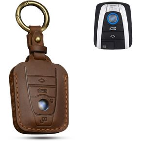 SANRILY لسيارات BMW I3 I8 مفتاح فوب غطاء 2014-2019 دخول بدون مفتاح حامل سلسلة المفاتيح الحماية الكاملة ريترو حافظة مفاتيح جلدية قذيفة الأزرق