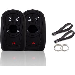 Key Fob Cover for Cadillac Escalade, Silicone Key Protector with Keychain Compatible with 2015-2020 Cadillac Escalade ESV CTS SRX XT5 ATS STS CT6, Accessories Honeycomb Key Shell Black + Blue, 2 PCS