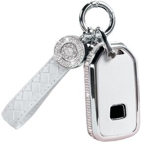 Compatible with Honda Key Fob Cover with Keychain, Crystal Rhinestones Car Key Fob Replacement Case, Pink Key Fob Shell Fit for Honda Accord Civic CRV Pilot HRV Odyssey Ridgeline Passport