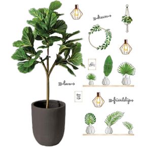 Schoolgirl Style Simply Boho Designer Accents Bulletin Board Set?Motivational Banners with Wreath, Word Accents, Plants, Pendant Lamps, Vases, Wood Grain Shelves, Hanging Basket Cutouts (26 pc)