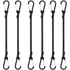 MILLAY 24 inch Black Bungee Cords with Carabiner Hook, 6 Pack Short Heavy Duty Straps, Extra Strong Rubber Elastic Rope for Outdoor Tent, Luggage Rack, Camping, Cargo, Bike, Transporting, Storage