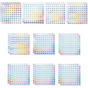 Mini Skater 20 Sheets 1 to 1000 Consecutive Laser Number Stickers Round Self Adhesive Reflective Inventory Storage Organizing Labels Sticker 2/5 Inch for Nail Polish Bottle Lipstick