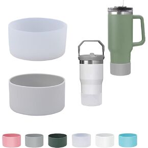 2Pcs Silicone Boot for Stanley,Compatible with Stanley Tumbler 20-40oz & Hydro Flask Water Bottle 12-24oz,Reduces Noise Scratches Protective Cup Bottom Sleeve Cover,Stanley Cup Accessories