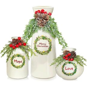 White Ceramic Vases -Set of 2,Round Hollow Modern Vase for Home Decor,Boho Vases for Nordic Minimalist Decor, Wedding Dining Living Room Entryway Table Decorative Vase…