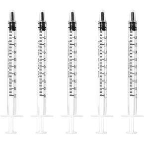 1ml / 1cc Pipette Syringe 50pcs Plastic Syringes with Luer Slip Tip for Pets Oral, Refilling, Oil or Glue Applicator, Measuring or Transfering Tiny Amount of Liquids