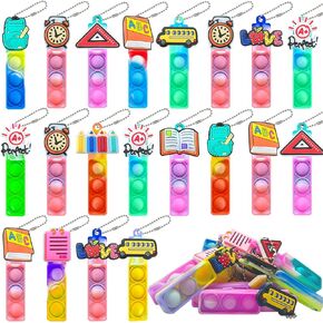40Pcs Pop Fidget Keychain It Mini Fidget Toys Bulk, Sensory Toys, Gifts for Classroom Prizes, Game Reward, Treasure Box, Christmas Birthday Gift of Kids, Goodie Bag Stuffers,Party Favors