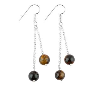 TGH Natural Amethyst Beads Crystals Drop Earring, Round Beads Gemstone, Energy Healing Crystals, Birthday, Gift for Her, Gemstone Jewelry (Amethyst)