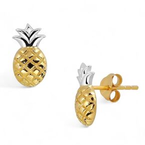 925 Sterling Silver Pineapple Stud Earrings - Fruit Pineapple Summer Stud Earrings for Women - Pineapple Fruit Stud Earrings - Two-Tone & 18K Gold Plated,Hypoallergenic Stud Earring Jewelry Gift Girls