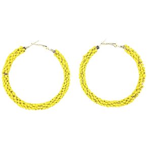 African Kenyan Maasai Beaded Hoop Earrings: Light Pink, Hot Pink, Red, Multicolor, Yellow, Orange, White (Light Orange)