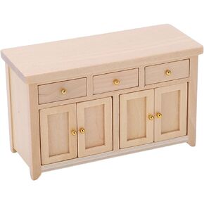 Dollhouse Cabinet, Dollhouse Cabinet 1:12 Scale Living Room Miniature Birch Dollhouse Storage Cabinet(Wood)