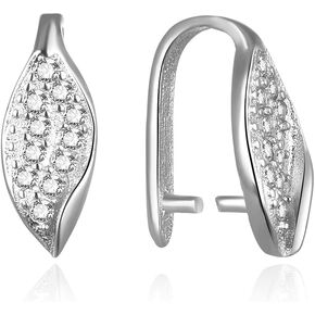 2pcs Adabele Authentic 925 Sterling Silver Hypoallergenic 16mm Glue On Bail Bale Pendant Clasp 10.6mm Leaf Flat Pad Base for DIY Craft Jewelry Making SS101