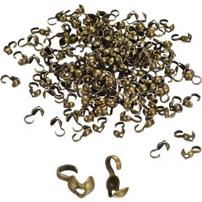 uxcell 200Pcs Open Bead Tips Knot Covers, Metal Clamshell Crimp Fold-Over Calotte Ends Caps for Jewelry Making DIY Crafts (4mm/0.16 Inch Cup, Black)