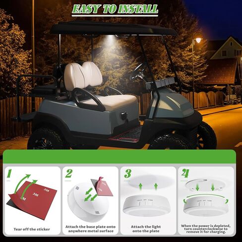 10L0L 2 قطعة ضوء قبة عربة الجولف العالمي لسيارة EZGO Club Car Yamaha UTV، إضاءة لاسلكية USB قابلة للشحن LED تعمل باللمس يمكن لصقها في أي مكان، هدايا جولف رائعة (أبيض) in Saudi Arabia