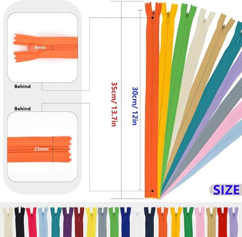 40Pcs Nylon Invisible Zippers, Sewing Bulk Zippers Supplies in 20 Colors for Tailor Sewing Crafts, Dresses, Skirts, Pants and DIY Crafter's Special (30cm/12inch) in Saudi Arabia