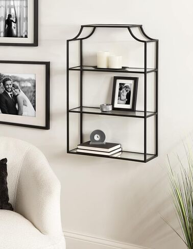 Kate and Laurel Ciel 3 Tiered Wall Shelf, 20 x 30, Black, Decorative Floating Shelf Storage and Wall Organizer in Saudi Arabia