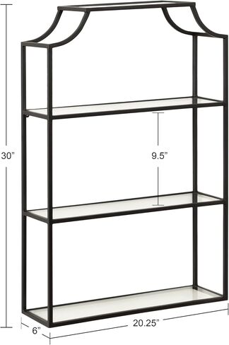 Kate and Laurel Ciel 3 Tiered Wall Shelf, 20 x 30, Black, Decorative Floating Shelf Storage and Wall Organizer in Saudi Arabia