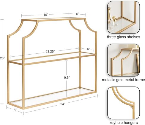 Kate and Laurel Ciel 3 Tiered Wall Shelf, 20 x 30, Black, Decorative Floating Shelf Storage and Wall Organizer in Saudi Arabia