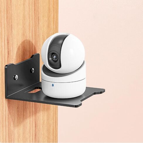 أرفف عائمة مثبتة على الحائط من SYCOOVEN لكاميرات الأمان، وشاشات الأطفال، ومكبرات الصوت، ورف زاوية فولاذي صغير، ورف عرض لاصق مقاس 5.7 بوصة، والاستخدام المرن لمساحة الحائط (اللون: أسود) in Kuwait